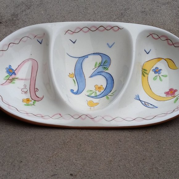Stangl Pottery 3 Section Divided Child's Dish ABC Kiddieware MCM Redware - Picture 4 of 9